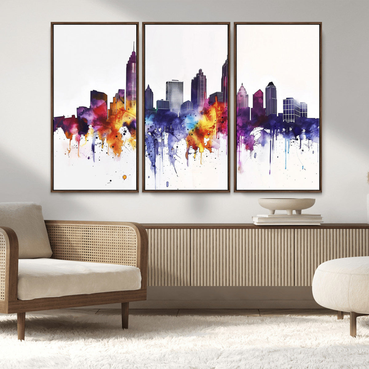 Atlanta Skyline Wall Art Canvas Print – Framed Colorful