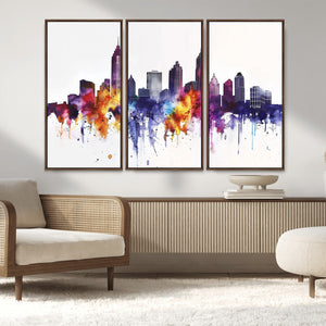 Atlanta Skyline Wall Art Canvas Print – Framed Colorful