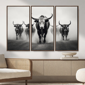 Texas Longhorn Wall Art Canvas Print, Framed Speckled Cow