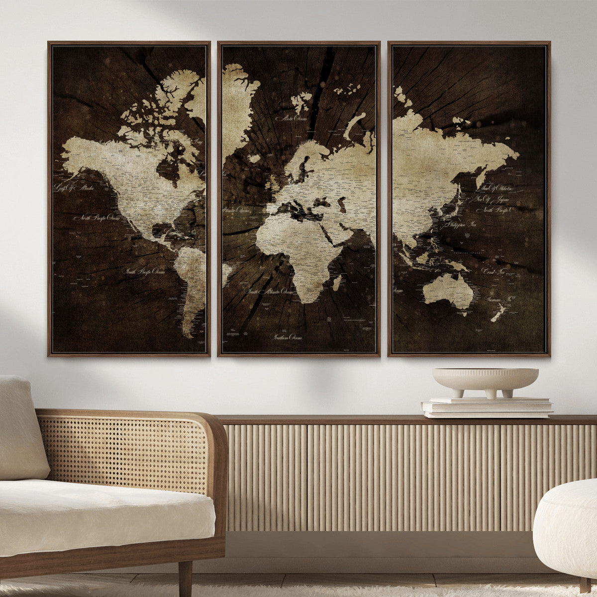 World Map Wall Art Canvas Print – Framed Travel Map Wall Art