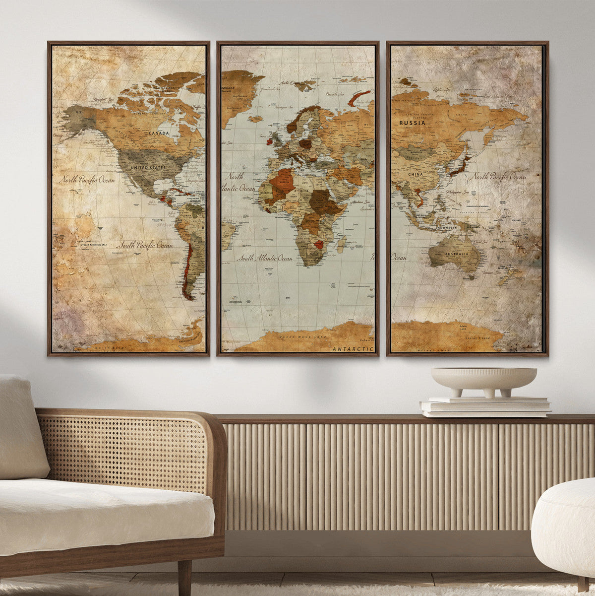World Map Canvas Print – Detailed Map of the World Wall Art