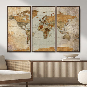 World Map Canvas Print – Detailed Map of the World Wall Art