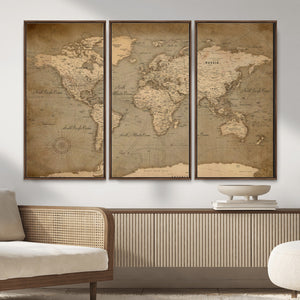World Map Canvas Print – Framed Travel Map Wall Art for