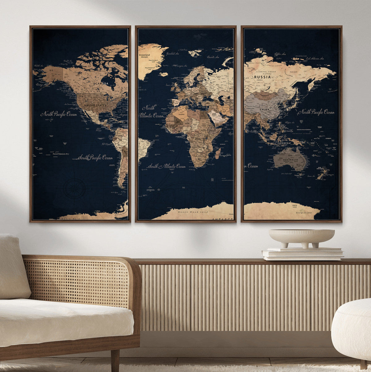 World Map Canvas Print – Detailed Map of the World Wall Art