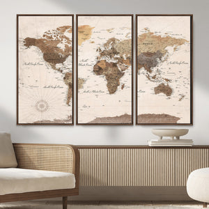 World Map Canvas Print – Framed Detailed Map of the World