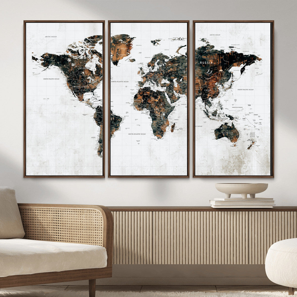Large World Map Canvas Print – Framed Travel Map Wall Art