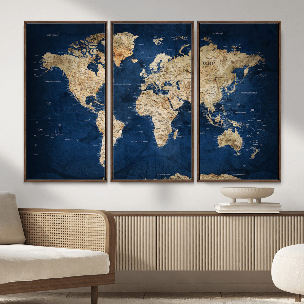 World Map Canvas Print – Framed Travel Map Wall Art for