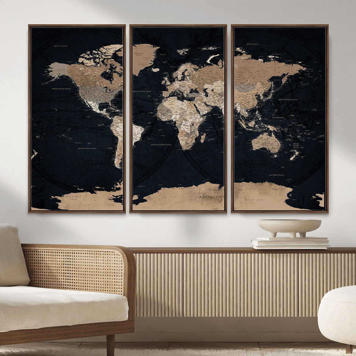 Grunge Wall Art World Map Canvas Print