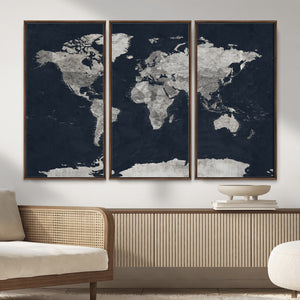 Colorful Watercolor World Map Canvas Print – Vibrant Framed