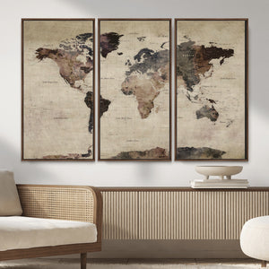World Map Canvas Print – Detailed Map of the World Adventure