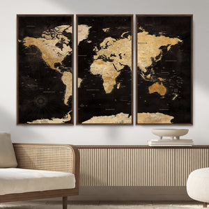 Extra Large World Map Canvas Print – Detailed Map Classic