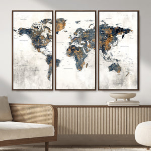 World Map Wall Art Canvas Print for Office Wall Decor