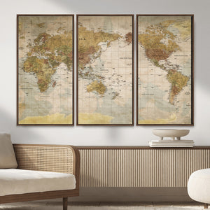 World Map Canvas Print – Detailed Map of the World Wall Art