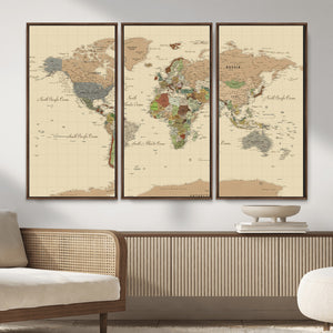 Extra Large World Map Canvas Print – Detailed Map of the