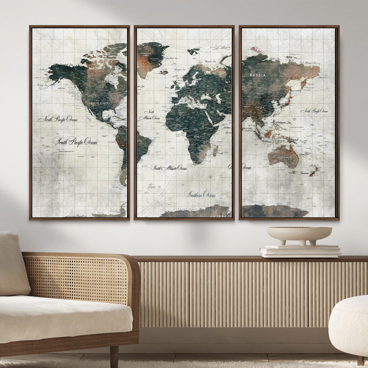 World Map Canvas Print – Framed Travel Map Wall Art for