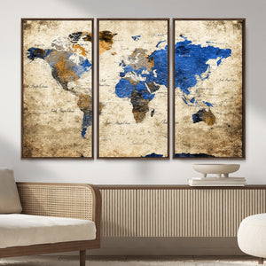 World Map Canvas Print – Colorful Abstract Travel Map,