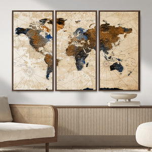 World Map Canvas Print – Framed Travel Map Wall Art for