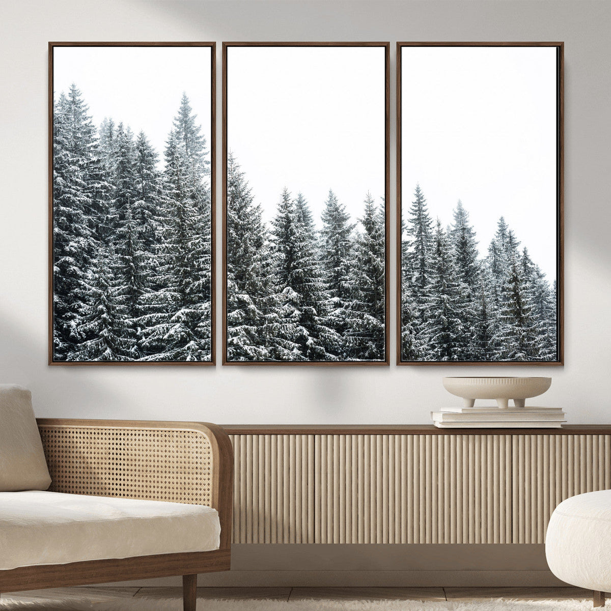Misty Mountain Forest Canvas Print, Foggy Pine Trees Nature