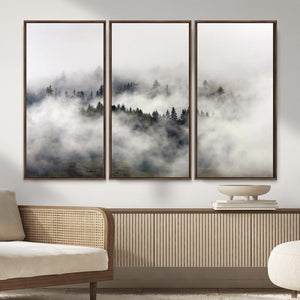 Foggy Forest Wall Art Canvas Print, Misty Pine Tree