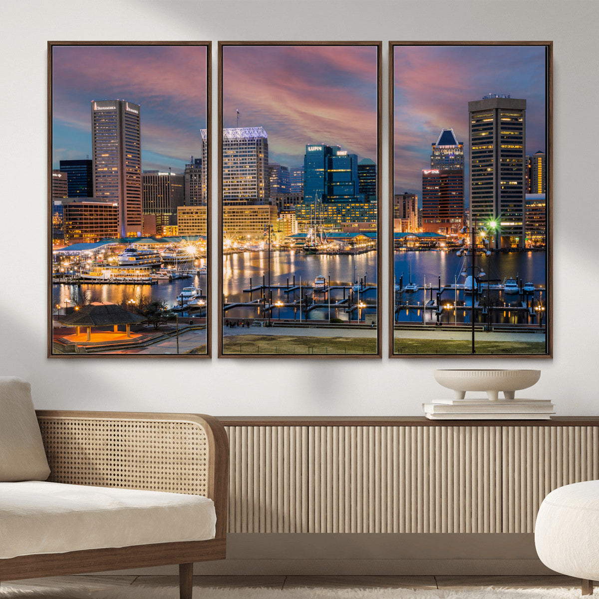 Baltimore Skyline Wall Art Canvas Print, Baltimore Downtown