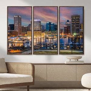Baltimore Skyline Wall Art Canvas Print, Baltimore Downtown