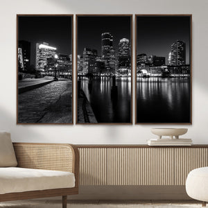 Boston Wall Art Canvas Print, Boston City Downtown Night