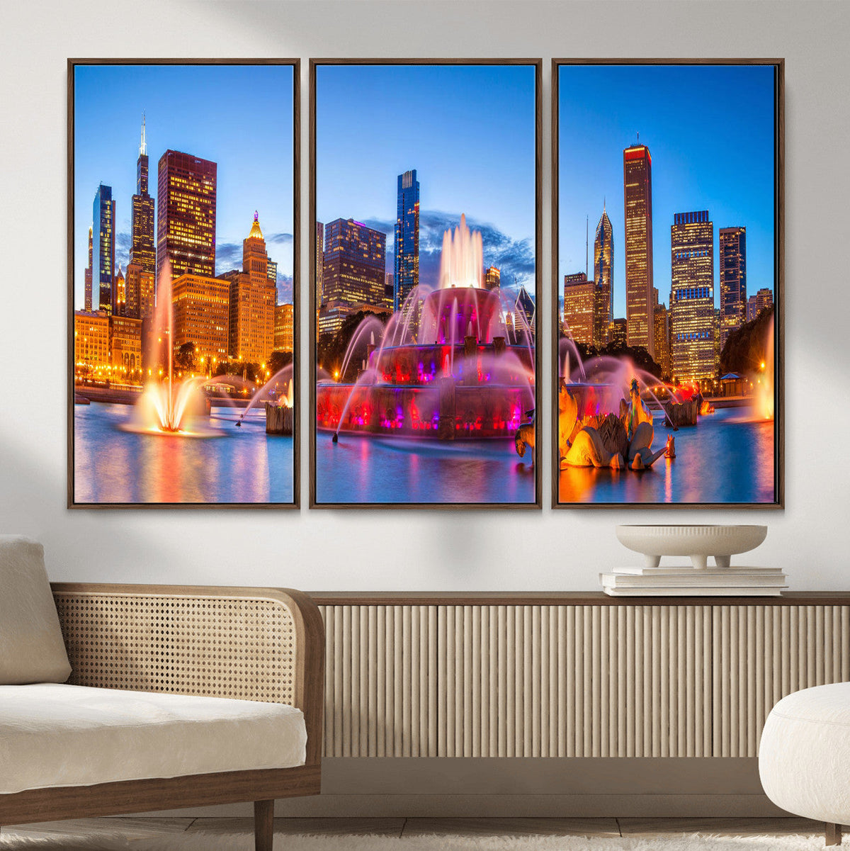 Chicago Wall Art Canvas Print, Chicago City Downtown Night