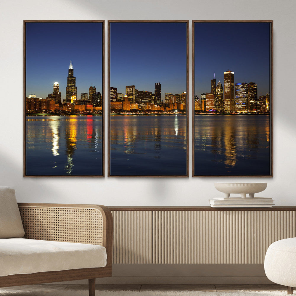 Chicago Wall Art Canvas Print - Chicago City Downtown Night
