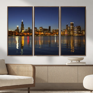 Chicago Wall Art Canvas Print - Chicago City Downtown Night