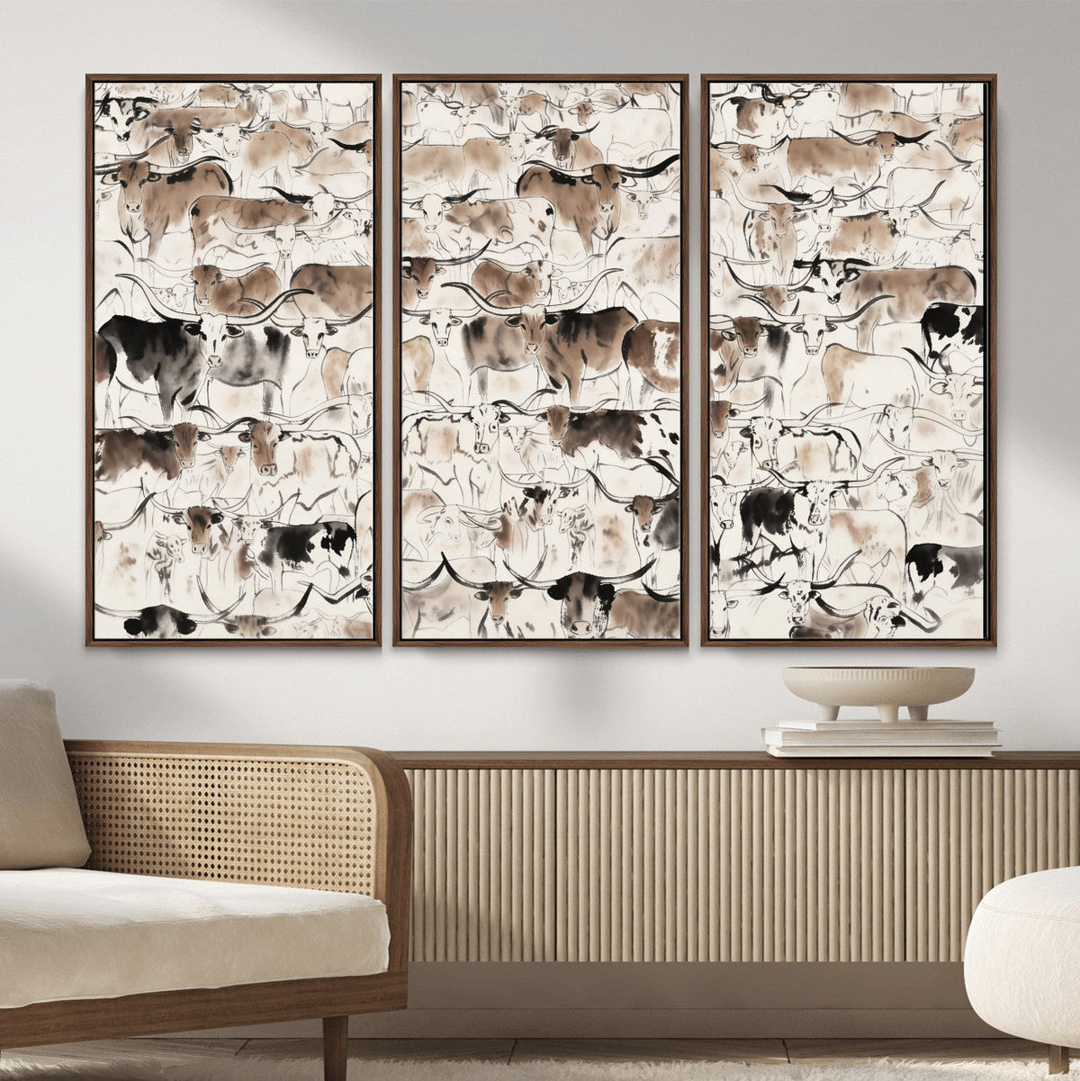 Abstract Texas Cow Canvas Print for Cabin and Western Home