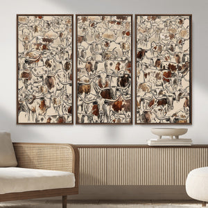 Abstract Longhorn Wall Art Canvas Print - Farm Animal