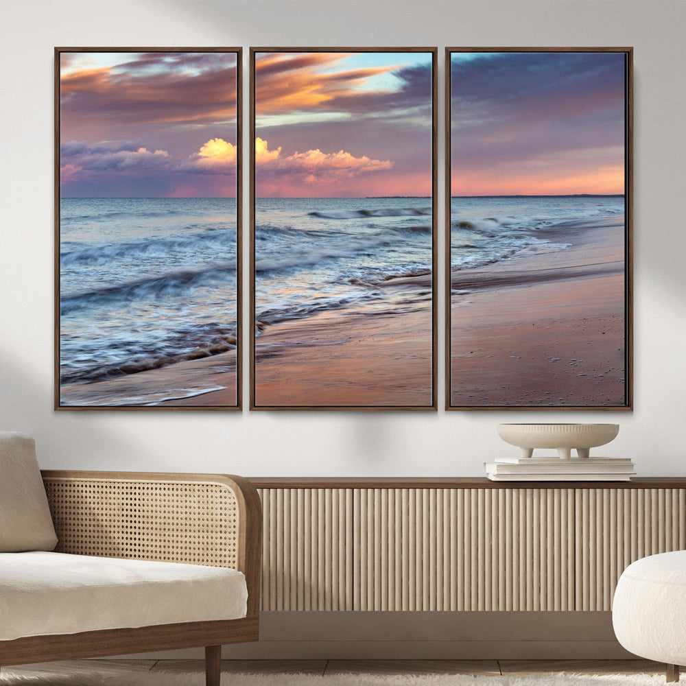 Ocean Sunset Wall Art Canvas Print – Coastal Beach