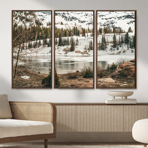 Snowy Mountain Landscape Wall Art Canvas Print, Alpine Pine