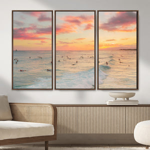 Sunset Beach Wall Art Canvas Print – Soft Coastal