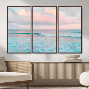 Ocean Wave Wall Art Canvas Print, Pastel Surf Seascape