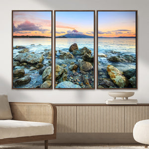 Mayon Volcano Seascape Wall Art Canvas Print, Tropical Ocean