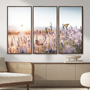 Lavender Field Wall Art Canvas Print, Butterfly Floral