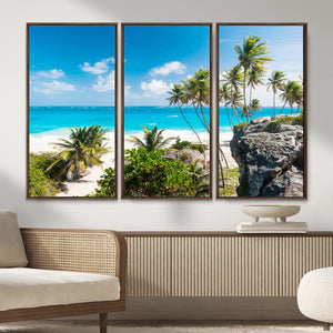 Tropical Beach Wall Art Canvas Print, Palm Tree Ocean