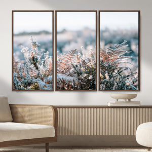 Frosted Fern Wall Art Canvas Print, Soft Winter Botanical