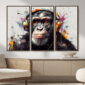 Dj Monkey Wall Art Canvas Print – Colorful Pop Art Banksy