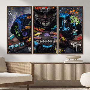 Graffiti American Football Player Street Art Wall Art Canvas