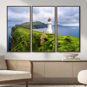 Coastal Lighthouse Wall Art Canvas Print, Cliffside Ocean
