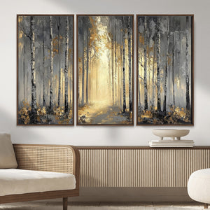 Abstract Birch Forest Wall Art Canvas Print – Modern Neutral