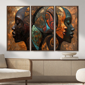 Abstract Afro American Women Wall Art Canvas Print