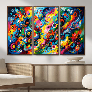 Geometric Abstract Wall Art Canvas Print, Bold Color