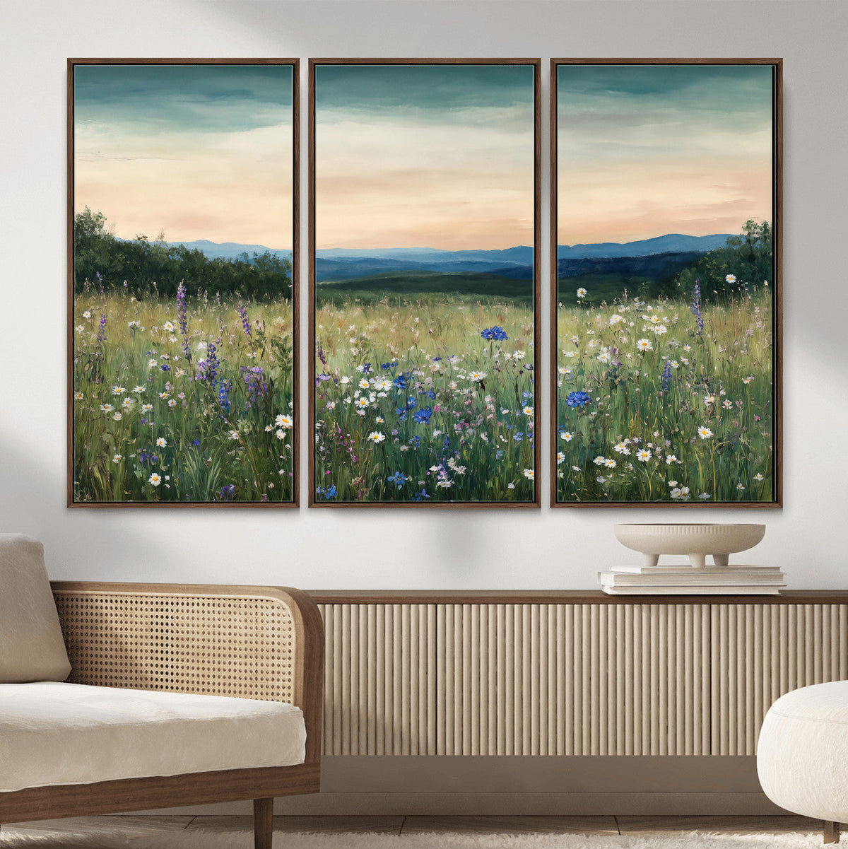 Wildflower Meadow Oil Painting Canvas — Daisy Lavender