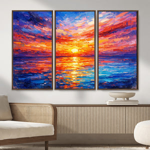 Colorful Knife Ocean Sunset Canvas — Orange Pink Teal