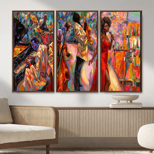 African American Jazz Singer Canvas Art — Red Dress Black