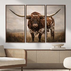 Texas Longhorn Canvas Wall Art Western Bull Desert Moody