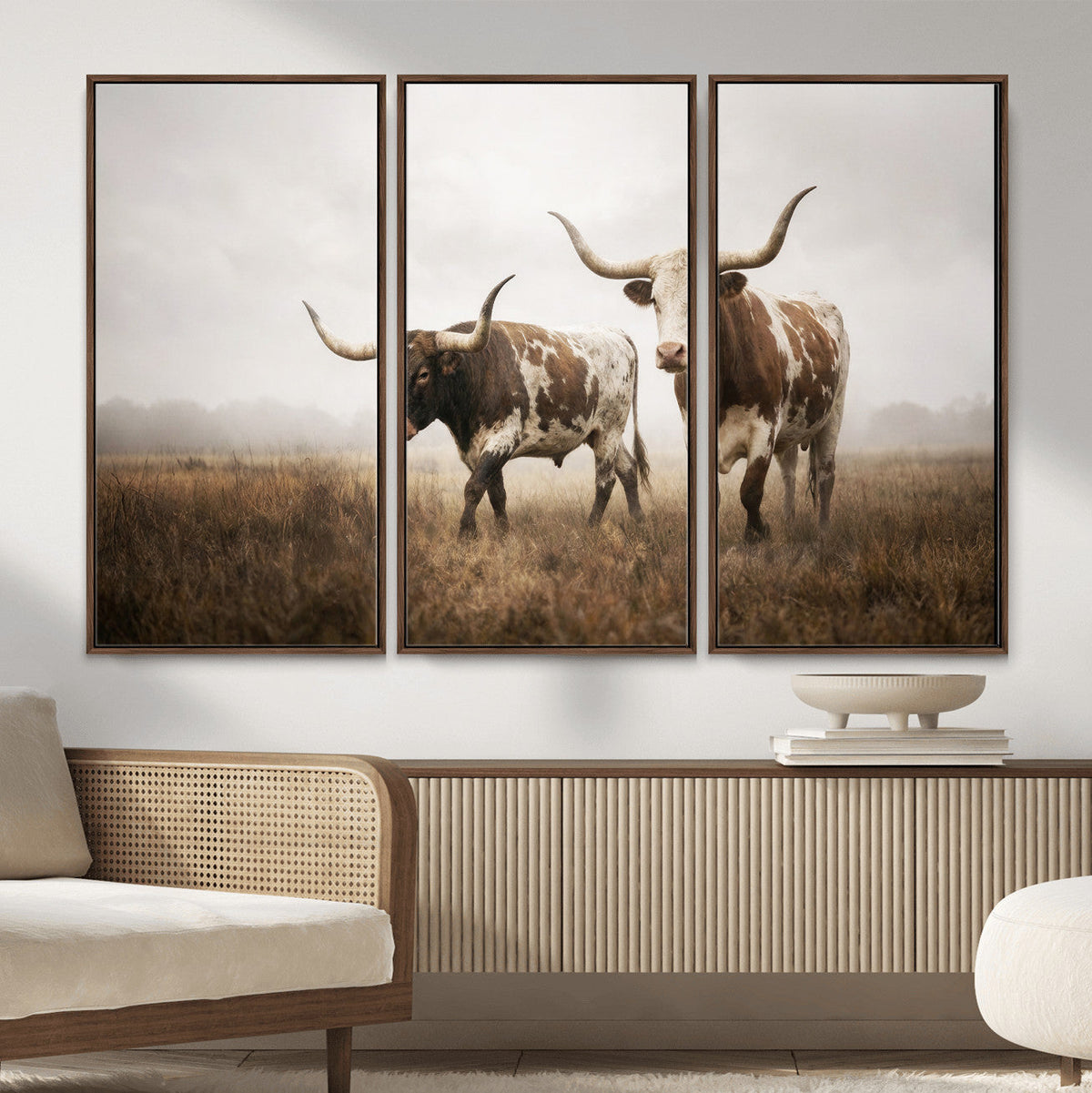 Texas Longhorn Canvas Wall Art Western Bull Desert Moody